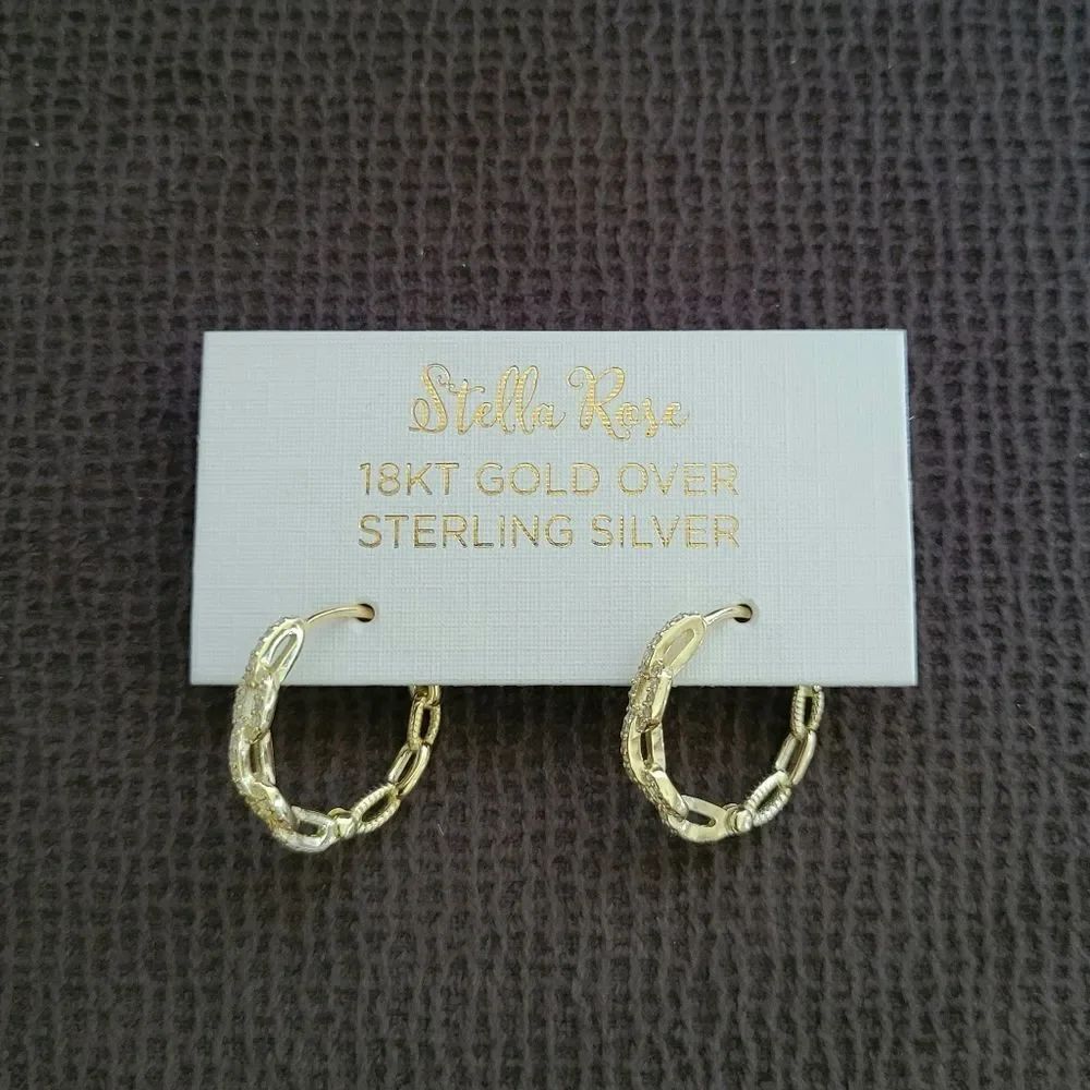 ✨️HP✨️Stella Rose🌹Gold💛 Chain🔗 Link Hoop Earrings